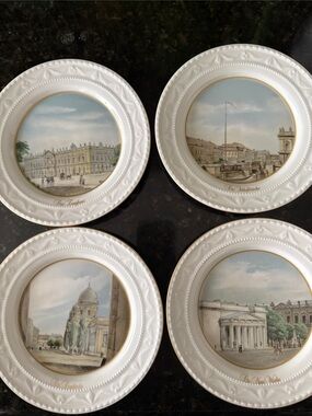 Vintage KPM Berlin Germany Wall Plates with Scenic City Illustrations - Set of 4